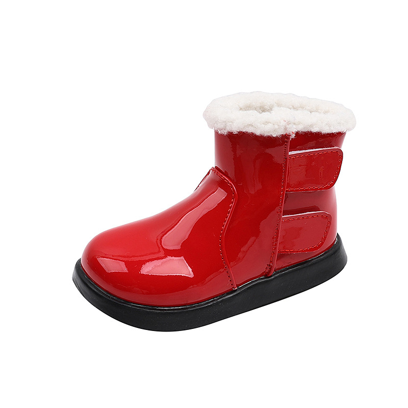 Meitenēm domāti zābaki ar fleece iekšpusi, augšējā materiāla: mākslīgā āda, Velcro aizdare, korejiešu stils, vecums 1–6 gadi, rudens 2024