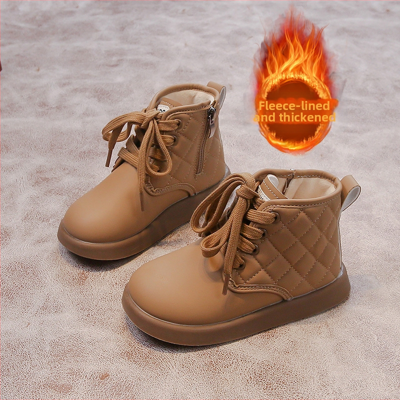 Bērnu ziemas zābaki ar fleece iekšdieni, mākslīgās ādas augšdaļa, gumijas zole, sānu rāvējslēdzējs, vecuma diapazons 4–12 gadi