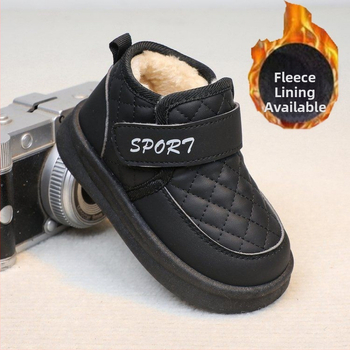 Unisex παιδικά χειμερινά μποτάκια με Velcro, επένδυση φλίς, επάνω μέρος από microfiber δέρμα, για ηλικίες 12–36 μηνών, παχύτερη κατασκευή (Unisex, microfiber leather upper, Winter, Velcro, 12–36 months)