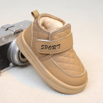 Unisex παιδικά χειμερινά μποτάκια με Velcro, επένδυση φλίς, επάνω μέρος από microfiber δέρμα, για ηλικίες 12–36 μηνών, παχύτερη κατασκευή (Unisex, microfiber leather upper, Winter, Velcro, 12–36 months)