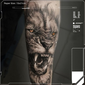 Tetovējumu uzlīmes ar lauvas galvas motīvu; zīmols Phil art; amatniecība: Cits; apstrāde un personalizācija: Nē; ražošanas process: Cits; dāvana: Nē.