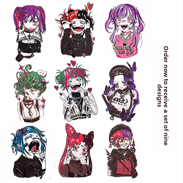 Pagaidu tetovējums uz rokass – Geišas zieds, karikatūras stils, drukāšanas process, zīmols KJ, daļēji manuāla ražošana, pielāgojama apstrāde