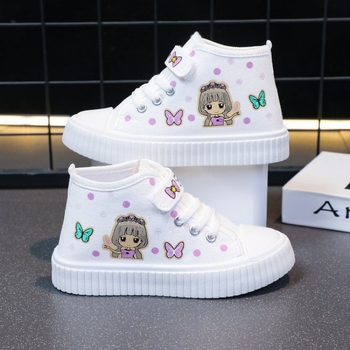 Vaikų aukštos drobės sneakers su animaciniu piešiniu, gumine padas, 4–6 metų