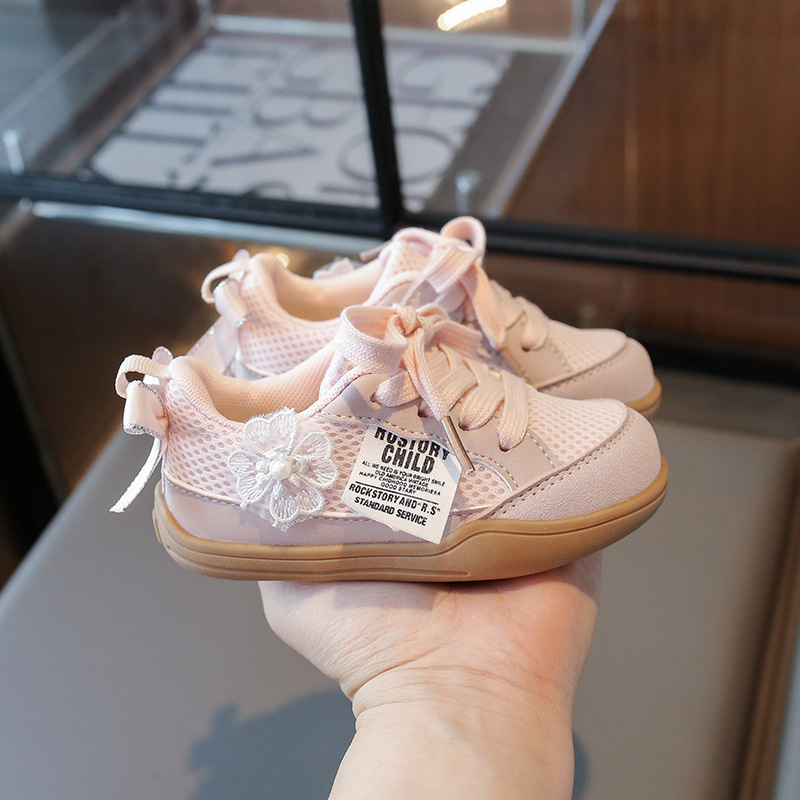 Korejas stilā kurpes ar biezu zoli, tīkla augšdaļa, ar Velcro aizdari, meitenēm 4–12 gadi