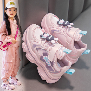 Παιδικά παπούτσια τρεξίματος για κορίτσια, επάνω PU+πλέγμα, Velcro κούμπωμα, σόλα καουουκ, σχέδιο καρτούν, κατάλληλα για όλες τις εποχές, ελαφριά και αντιολισθητικά