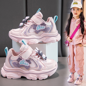 Παιδικά παπούτσια τρεξίματος για κορίτσια, επάνω PU+πλέγμα, Velcro κούμπωμα, σόλα καουουκ, σχέδιο καρτούν, κατάλληλα για όλες τις εποχές, ελαφριά και αντιολισθητικά