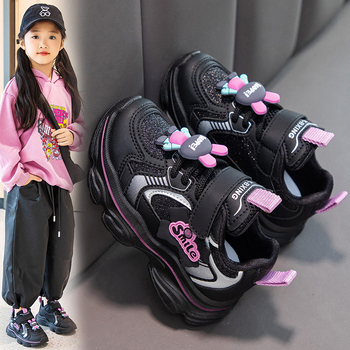 Παιδικά παπούτσια τρεξίματος για κορίτσια, επάνω PU+πλέγμα, Velcro κούμπωμα, σόλα καουουκ, σχέδιο καρτούν, κατάλληλα για όλες τις εποχές, ελαφριά και αντιολισθητικά