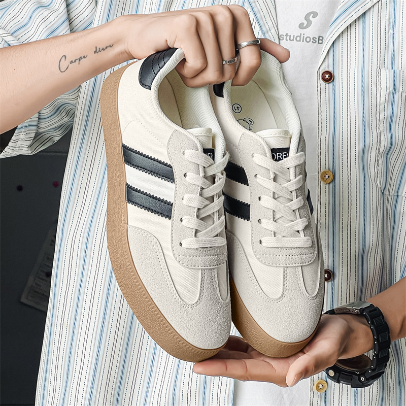 Vyriški sportbačiai, Korėjos stiliaus, apvali nosis, drobinė viršutinė dalis, kvėpuojantys, vulkanizuota padas