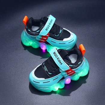 Φωτιζόμενα παιδικά αθλητικά παπούτσια με επάνω μέρος από τεχνητό δέρμα, Velcro κλείσιμο, μοτίβο γράμματα, PVC σόλα, για ηλικίες 1–6 ετών