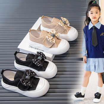 Mergaitėms skirti kanvas sportiniai bateliai su kaspinu, žemas viršus, Velcro užtrauktukas, gumos padas, tinkami šokiui ir pasirodymams, pavasaris–rudenis, kasdienis stilius