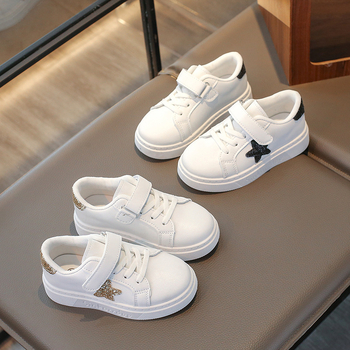 Bērnu Velcro sporta kurpes ar zemu augšdaļu, PU virsma, gumijas zole, zvaigznīšu akcenta dizains, 4–12 gadi