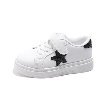 Bērnu Velcro sporta kurpes ar zemu augšdaļu, PU virsma, gumijas zole, zvaigznīšu akcenta dizains, 4–12 gadi