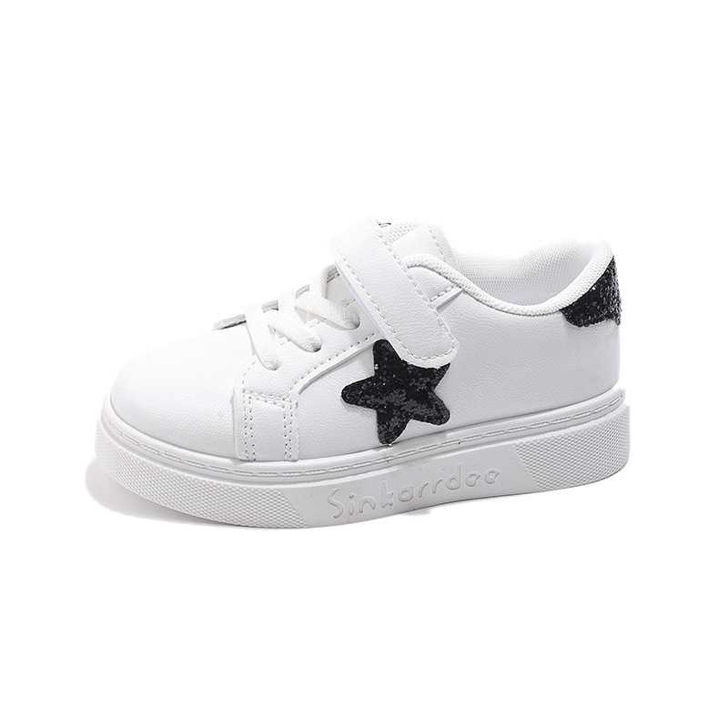 Bērnu Velcro sporta kurpes ar zemu augšdaļu, PU virsma, gumijas zole, zvaigznīšu akcenta dizains, 4–12 gadi
