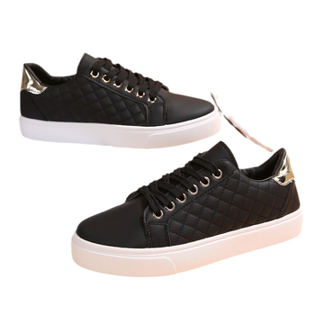 Γυναικεία αθλητικά παπούτσια για χαλάρωση, στρογγυλή μύτη, επάνω μέρος από τεχνητό PU, χαμηλό προφίλ, επίπεδη καουτσούκ σόλα, κλείσιμο με μπροστινό λουράκι.