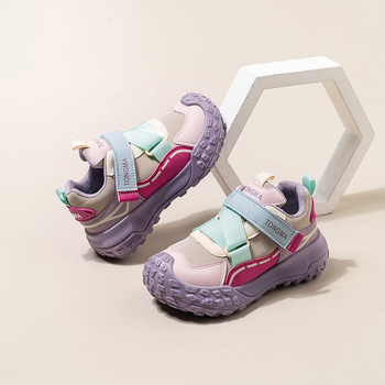 Παιδικά αθλητικά παπούτσια με Velcro, διχτυωτό επάνω μέρος από PU και σόλα από καουτσούκ — αντιολισθητικά