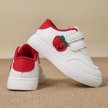 Bērnu kurpes ar PU ādas paneļiem, Velcro aizdare, gumijas zole, karikatūru raksts, vecums 1–6 gadiem