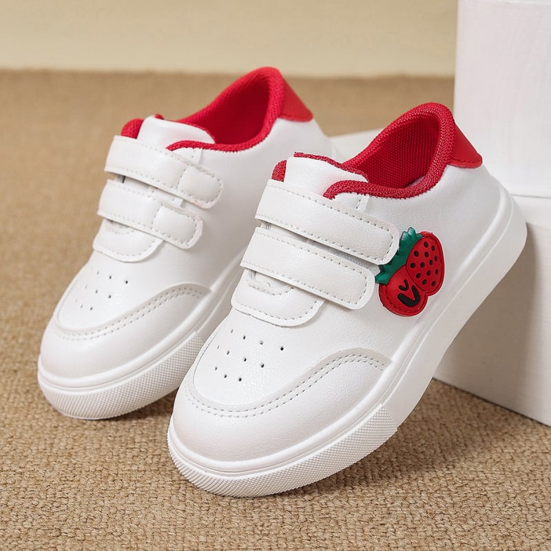 Bērnu kurpes ar PU ādas paneļiem, Velcro aizdare, gumijas zole, karikatūru raksts, vecums 1–6 gadiem