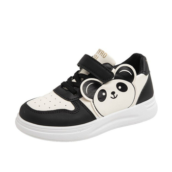 Bērnu zemie tenisīši ar karikatūras rakstu, augšdaļa no mākslīgās ādas, Velcro aizdare, gumijas zole