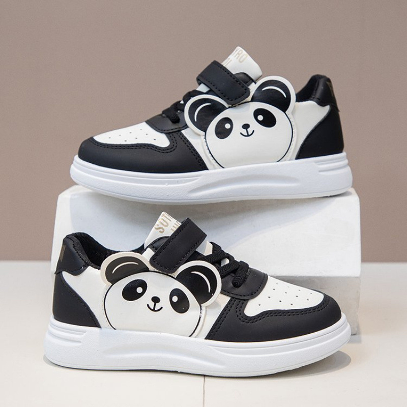 Bērnu zemie tenisīši ar karikatūras rakstu, augšdaļa no mākslīgās ādas, Velcro aizdare, gumijas zole