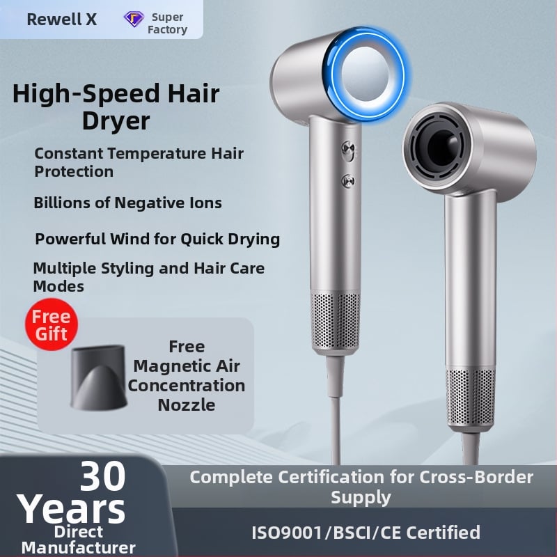 Plaukų džiovintuvas su neigiamais jonais, be šepetėlių variklio, 1600 W, 220 V, koncentratoriaus antgalis (RW925)