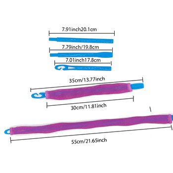 Lianping plaukų garbanų įrankis — 18 dalių spiralinio DIY garbanų rinkinys (plastikas/derva)