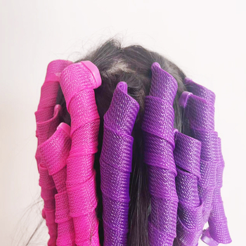 Lianping plaukų garbanų įrankis — 18 dalių spiralinio DIY garbanų rinkinys (plastikas/derva)