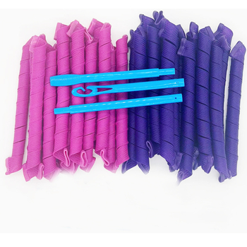 Lianping plaukų garbanų įrankis — 18 dalių spiralinio DIY garbanų rinkinys (plastikas/derva)