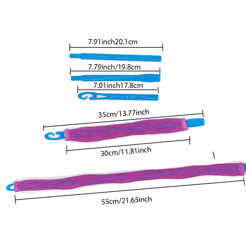 Lianping plaukų garbanų įrankis — 18 dalių spiralinio DIY garbanų rinkinys (plastikas/derva)