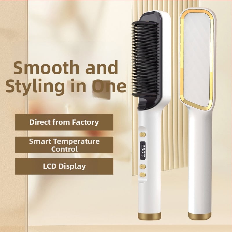 Elektriskais taisnošanas un cirtu veidošanas ķemme ar keramisko pārklājumu – 16–20 mm diametrs, 6 temperatūras iestatījumi, 45 W, 110–240 V, piemērots mitriem un sausiem matiem