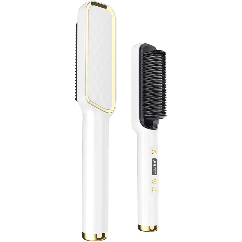 Elektriskais taisnošanas un cirtu veidošanas ķemme ar keramisko pārklājumu – 16–20 mm diametrs, 6 temperatūras iestatījumi, 45 W, 110–240 V, piemērots mitriem un sausiem matiem