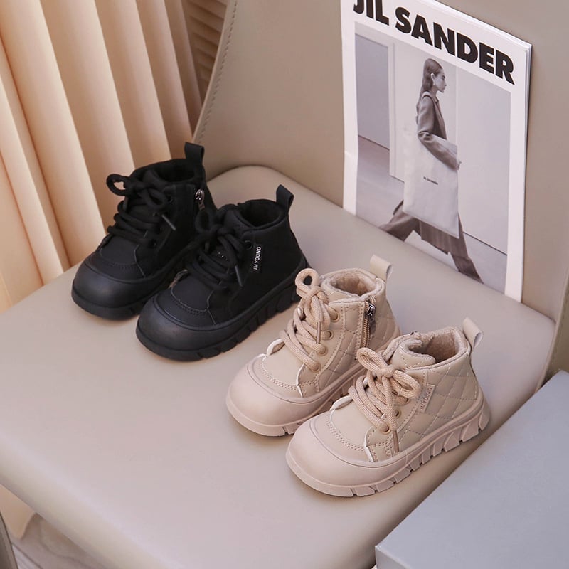 Bērnu Martin stila ziemas zābaki 2024: mīksta zole, pretslīdēšana, fleece iekšējā odere, biezs, sānu rāvējslēdzējs (PU augšdaļa, gumijas zole, īss augšdaļa, ziema 2024)