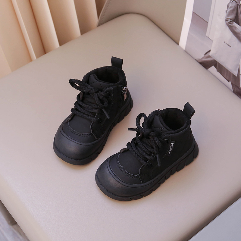 Bērnu Martin stila ziemas zābaki 2024: mīksta zole, pretslīdēšana, fleece iekšējā odere, biezs, sānu rāvējslēdzējs (PU augšdaļa, gumijas zole, īss augšdaļa, ziema 2024)