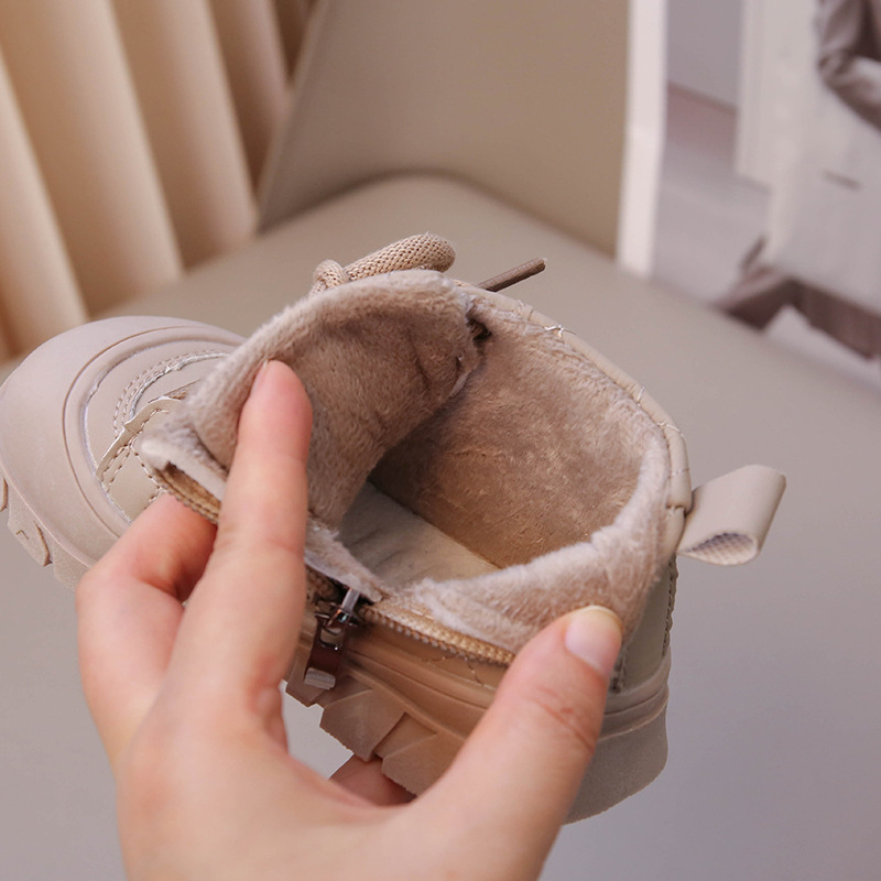 Bērnu Martin stila ziemas zābaki 2024: mīksta zole, pretslīdēšana, fleece iekšējā odere, biezs, sānu rāvējslēdzējs (PU augšdaļa, gumijas zole, īss augšdaļa, ziema 2024)