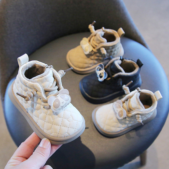 Φωτεινά παπούτσια μωρών και νήπιων - συνθετικό δέρμα εξωτερικά, χειμωνιάτικα, αντιολισθητικά, ζεστά, ηλικία 12-36 μηνών