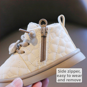 Φωτεινά παπούτσια μωρών και νήπιων - συνθετικό δέρμα εξωτερικά, χειμωνιάτικα, αντιολισθητικά, ζεστά, ηλικία 12-36 μηνών