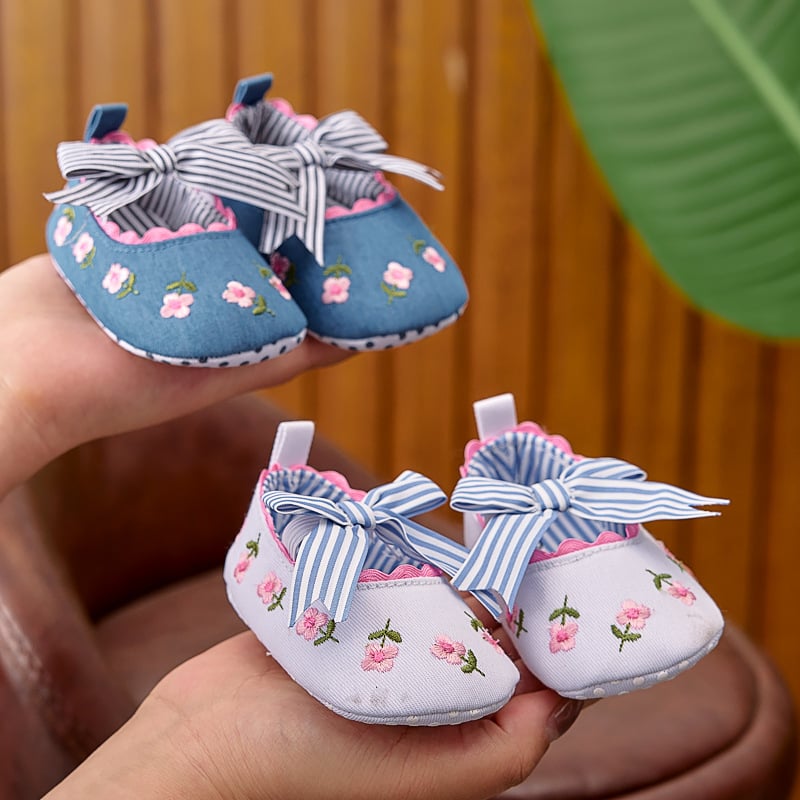 Pantofi de prințesă pentru bebeluși, partea superioară din bumbac, respirabili, antiderapant, închidere Velcro, primăvară-toamnă