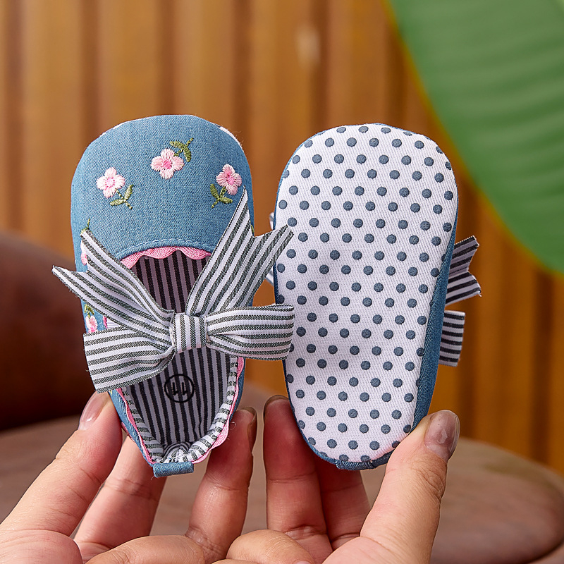 Pantofi de prințesă pentru bebeluși, partea superioară din bumbac, respirabili, antiderapant, închidere Velcro, primăvară-toamnă