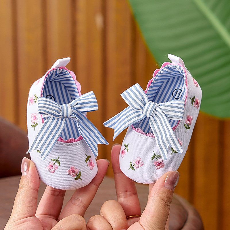 Pantofi de prințesă pentru bebeluși, partea superioară din bumbac, respirabili, antiderapant, închidere Velcro, primăvară-toamnă