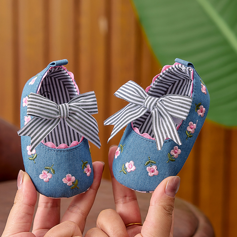 Pantofi de prințesă pentru bebeluși, partea superioară din bumbac, respirabili, antiderapant, închidere Velcro, primăvară-toamnă