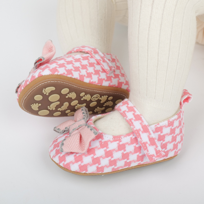 Cipele za bebe 12-36 mjeseci, djevojčice, princes stil, gornji dio od pamuka, gumeni potplat, karirani uzorak