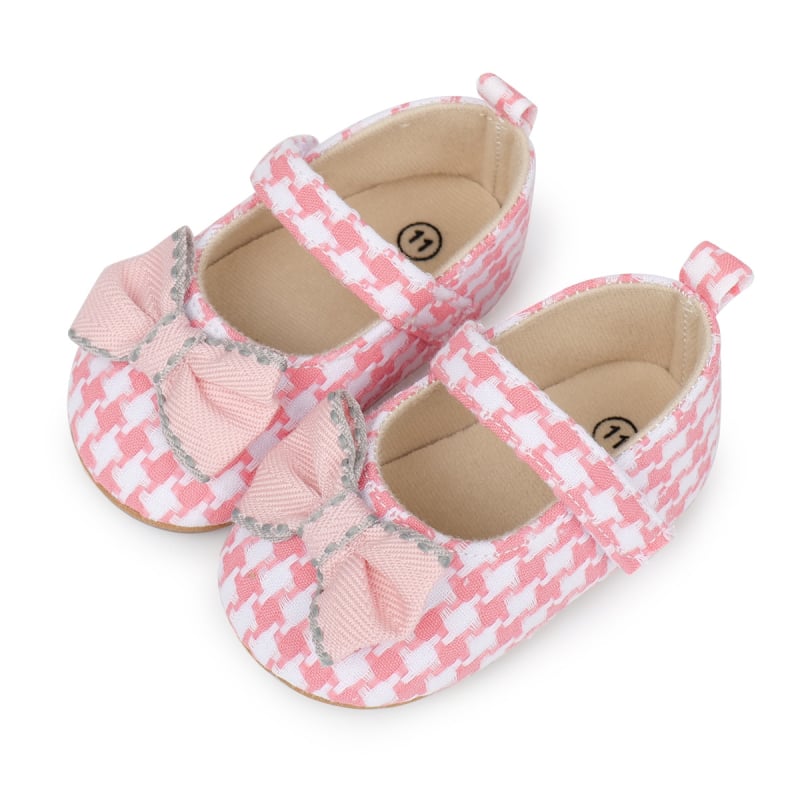 Cipele za bebe 12-36 mjeseci, djevojčice, princes stil, gornji dio od pamuka, gumeni potplat, karirani uzorak