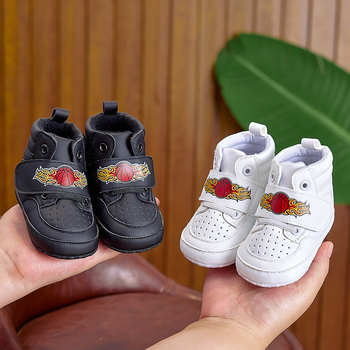 Adidași pentru bebeluși cu partea superioară din PU, glezna înaltă, închidere Velcro, talpă antiderapantă, pentru 12-36 de luni, primăvară