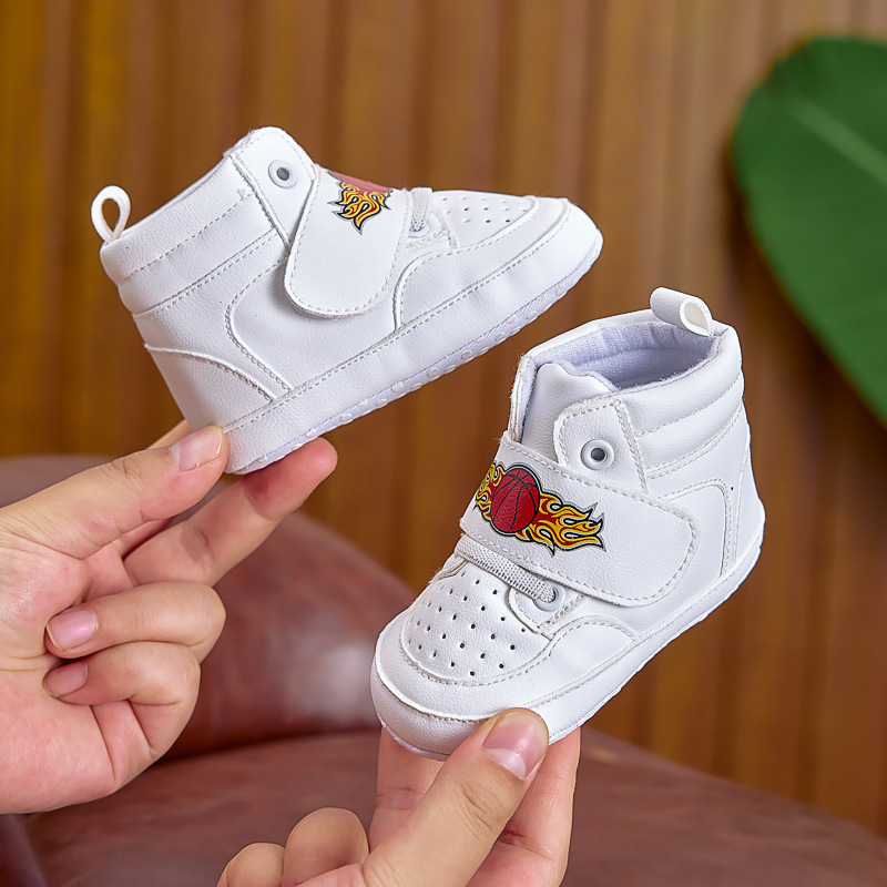 Adidași pentru bebeluși cu partea superioară din PU, glezna înaltă, închidere Velcro, talpă antiderapantă, pentru 12-36 de luni, primăvară