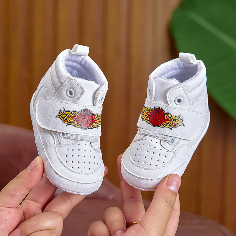 Adidași pentru bebeluși cu partea superioară din PU, glezna înaltă, închidere Velcro, talpă antiderapantă, pentru 12-36 de luni, primăvară