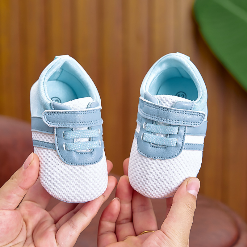 Pantofi pentru copii pentru învățarea mersului, partea superioară din bumbac respirabilă, închidere Velcro, talpă antialunecare