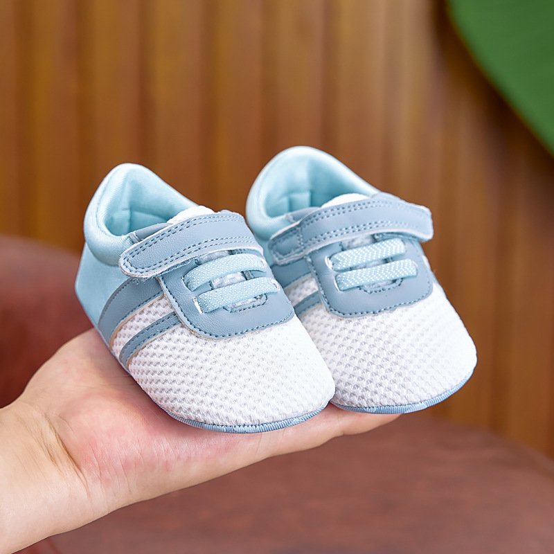 Pantofi pentru copii pentru învățarea mersului, partea superioară din bumbac respirabilă, închidere Velcro, talpă antialunecare