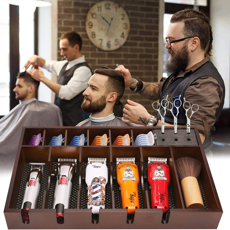 Κουτί αποθήκευσης εργαλείων κομμωτικής, ξύλινος οργανωτής με χαρακτική, μοντέλο 3-8, Yunxiang