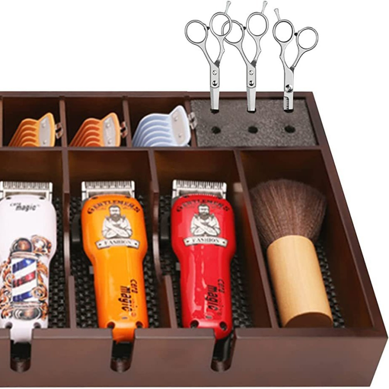 Κουτί αποθήκευσης εργαλείων κομμωτικής, ξύλινος οργανωτής με χαρακτική, μοντέλο 3-8, Yunxiang