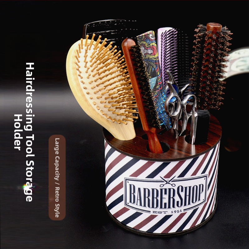 Frizieru instrumentu uzglabāšanas kārba ar neslīdošu pamatu – retro personalizēts dizains šķērēm un ķemmēm