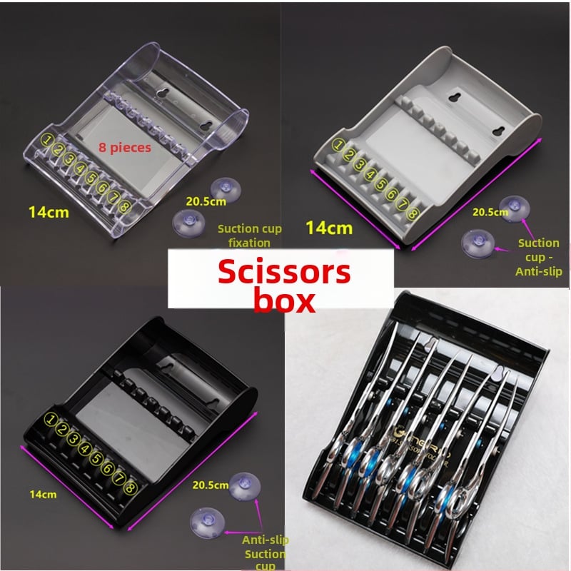 Frizieru šķērēm kaste ar neslīdošu turētāju – frizieru salonam organizētājs